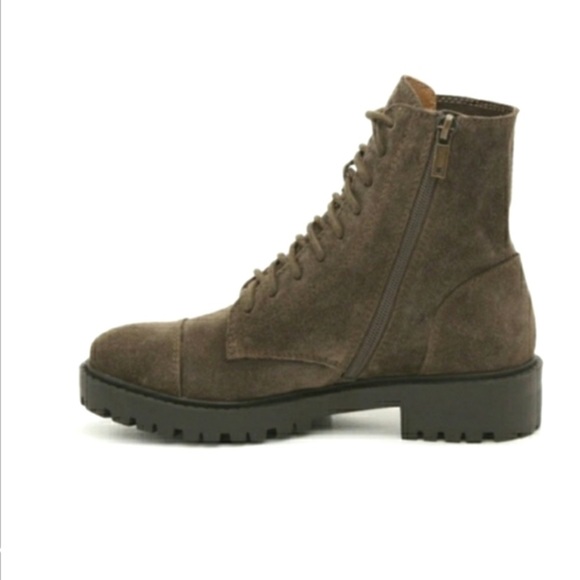 NWT Lucky Brand LP Ictus Olive Oiled Suede leather lace up Combat ankle boots 10 - Picture 14 of 17